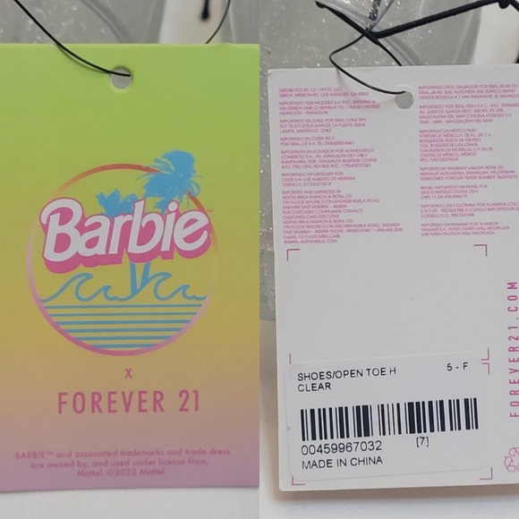 NWT Barbie x FOREVER 21 Clear Sparkle Jelly Block Heel Sandals Open Toe - Picture 16 of 17
